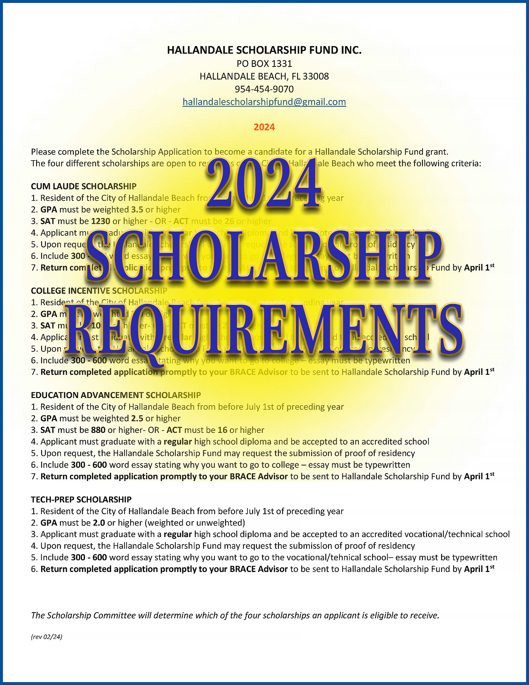 Download/Read: 2024 Hallandale Scholarship Requirements